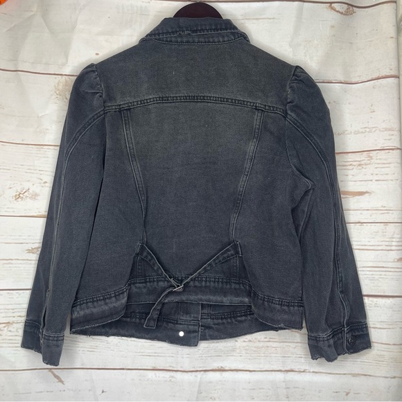 Mustard Seeds • Denim Jacket •  Black • Puff Sleeve • Small • 100% Cotton - Picture 5 of 7